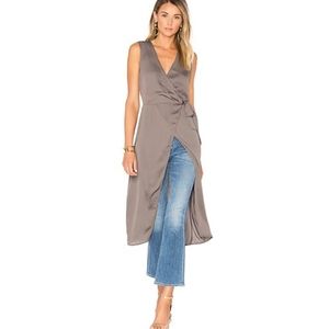 L'Academie The Hi-Low Wrap Blouse in Slate Medium NWT